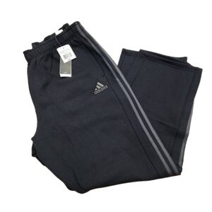 Adidas Fleece Sweat Pants 3 Stripe, Black Tricot Joggers, Mens 2X
